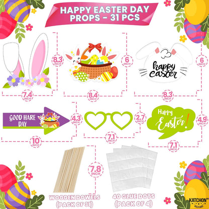 KatchOn, Easter Photo Booth Props - Huge Pack of 31 | Easter Photo Props for Photoshoot | Easter Picture Props for Spring Photo Booth Props, Easter Party Decorations | Easter Props for Photography