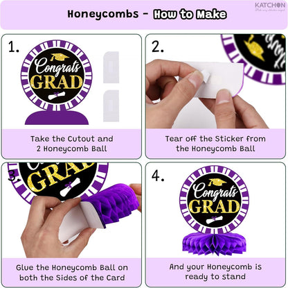 Katchon, Graduation Decorations 2026 | Purple and Gold Graduation Centerpieces for Tables 2026 - Pack of 9 | Graduation Table centerpieces
