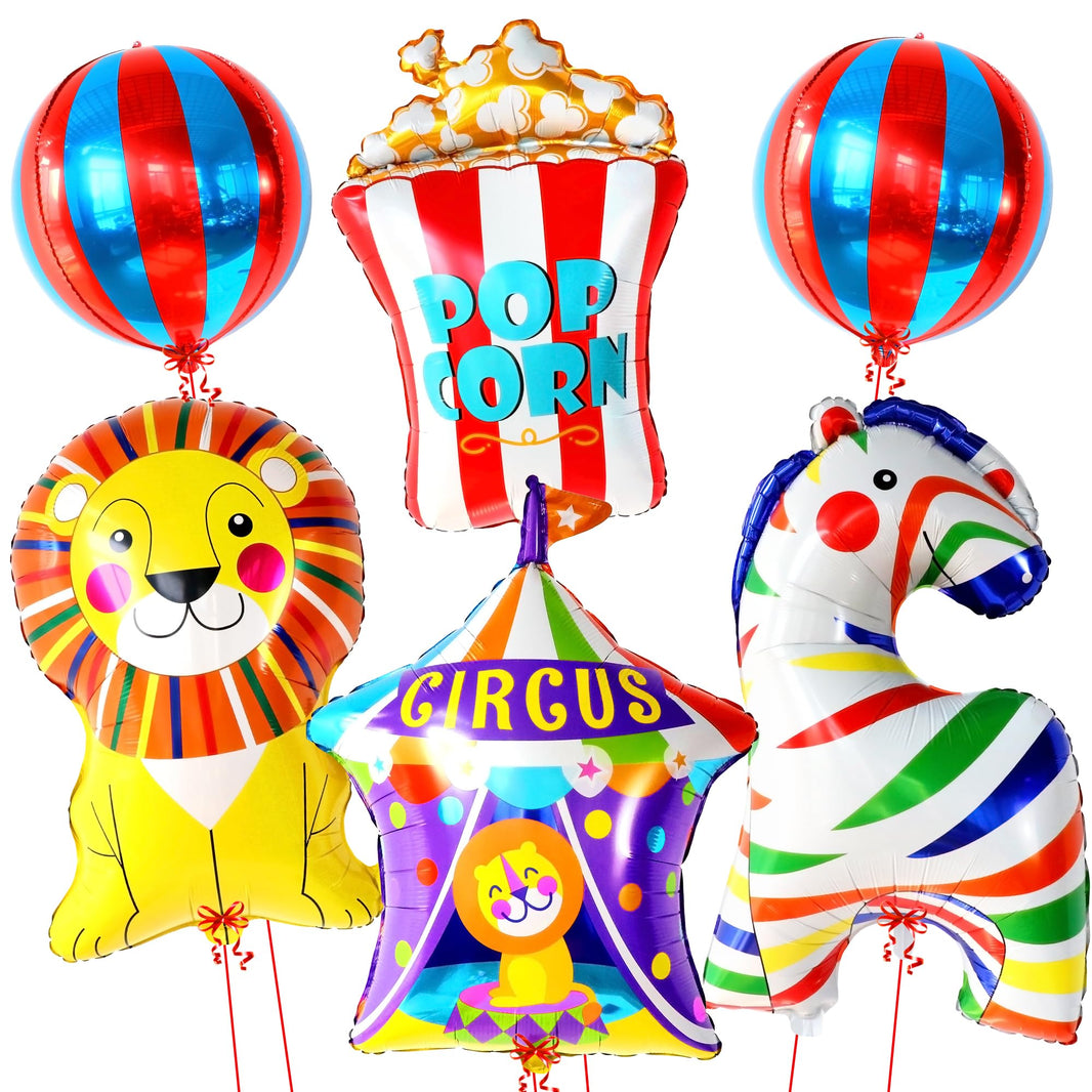 KatchOn, Circus Balloons for Carnival Decorations - Pack of 6 | Carnival Balloons for Carnival Party Decorations | Popcorn balloons, Circus Theme Party decorations | Carnival Games