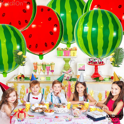 KatchOn, 6 Pcs Big Watermelon Balloons, 22 Inch | Summer Party Decorations | Watermelon Birthday Decorations | One In A Melon Party Decorations for Summer Birthday Decoration, Watermelon Foil Balloons