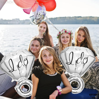 KatchOn Silver I Do Diamond Ring Balloon - 25 Inch, Pack of 2 | Engagement Ring Balloon for Engagement Party | Silver Ring Balloon for Bridal shower | I Do Ring Balloon for engagement party decoration