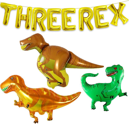 KatchOn, Giant Dinosaur Balloons for Birthday Party - 48 Inch, Pack of 4 | Three Rex Birthday Party Decorations | Three Rex Balloons, Dinosaur Party Decorations | Dinosaur Birthday Decorations