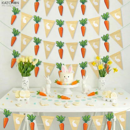 katchon easter burlap banner pack of 5 bunny garland carrot and bunny banner easter garland for mantle easter decor easter garland decorations easter decorations for home