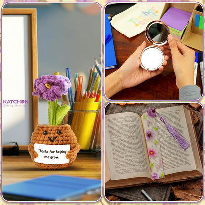 KatchOn, Handmade Crochet Flower Gift - Floral Bookmark | Valentines Day Gifts for Her, Teacher Appreciation Gifts | Crochet Gifts for Women, Mom | Valentine Gifts for Women, Friends, Mentors