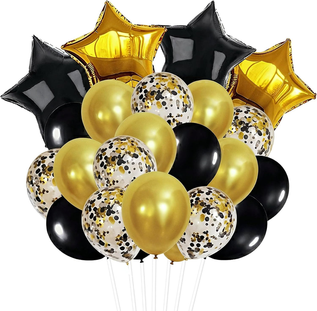 KatchOn, 2026 Graduation Balloons Set - Pack of 31 | Black and Gold Star Balloons, Latex Balloons for Grad Party Decorations | Black and Gold Graduation Decorations 2026 For Class of 2026 Decorations
