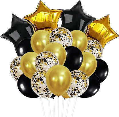 KatchOn, 2026 Graduation Balloons Set - Pack of 31 | Black and Gold Star Balloons, Latex Balloons for Grad Party Decorations | Black and Gold Graduation Decorations 2026 For Class of 2026 Decorations