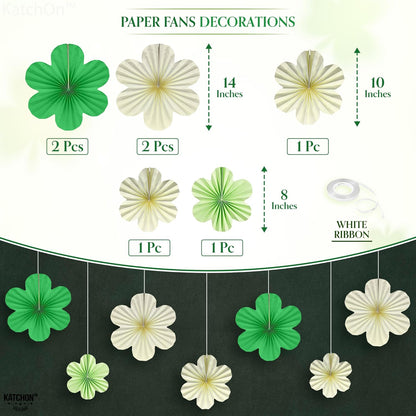 KatchOn, St Patricks Day Hanging Decorations Set - Pack of 9 | 13 Feet, St Patricks Day Garland, Shamrock Paper Fan for St Patricks Day Decorations | Shamrock Garland for Shamrock Decorations