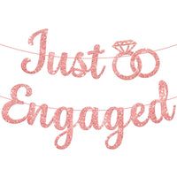 KatchOn Glitter Rose Gold Engagement Banner - 10 Feet, No DIY | Engagement Party Decorations | Just Engaged Sign