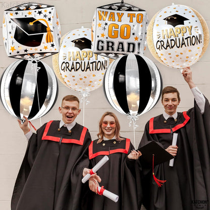Graduation Decorations 2026 | XtraLarge Happy Graduation Balloons - Pack of 6, 22 Inch | Congrats Grad Balloon, Grad Party Decorations, Class of 2026, Graduation Foil Balloons, KatchOn