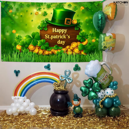Happy St Patrick's Day Banner - 72x44 Inch | St Patricks Day Backdrop for Photography | Happy St Patricks Day Decorations Banners | Shamrock Decorations | St Patricks Day Decor Banner wall poster