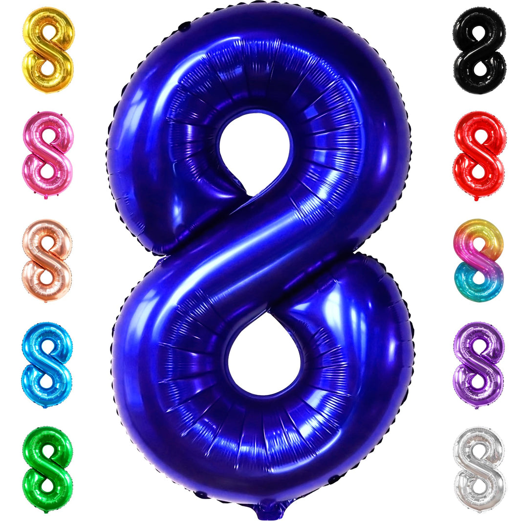 KatchOn, Navy Blue Number 8 Balloon - 40 Inch | Number 8 Balloons for Birthdays | 8th Birthday Decorations Boy | Blue 8 Balloon Number, 8 Year Old Balloon | 8th Birthday Balloons, Eight Balloon Number