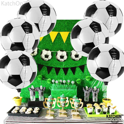 KatchOn, Large Soccer Balloons Decorations for Party - 22 Inch, Pack of 6 Soccer Ball Balloons | 4D Soccer Balloon for Soccer Party Decorations | Soccer Foil Balloons, Soccer Theme Party Decorations
