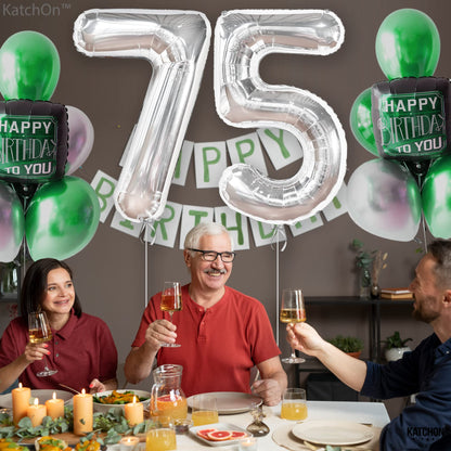 KatchOn, Giant Silver 75 Balloon Numbers - 40 Inch | Silver 75th Birthday Balloons, 75th Birthday Decorations | 75th Anniversary decorations | 75 Balloons for 75 Birthday Party Decorations