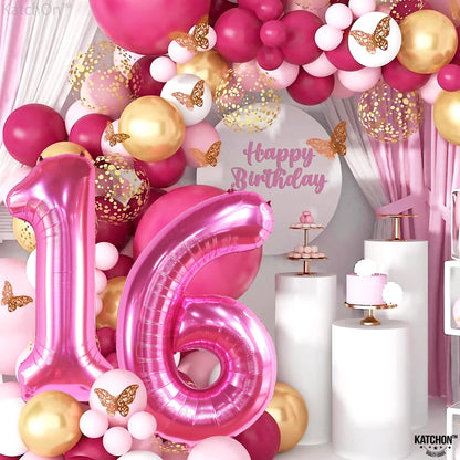 KatchOn, Hot Pink 16 Balloon Numbers - Huge, 40 Inch | Sweet 16 Decorations Hot Pink | Number 16 Balloons, Sweet 16 Party Decorations Pink | 16th Pink Party Decor, 16th Birthday Decorations