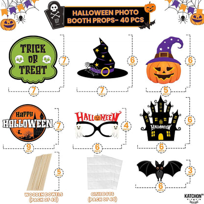 KatchOn Scary Halloween Photo Booth Props, Pack of 40