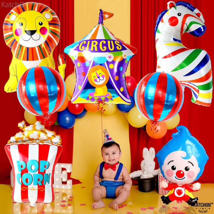 KatchOn Circus Balloons for Carnival Theme Party Decorations, 7 Count, Perfect for Birthday Parties
