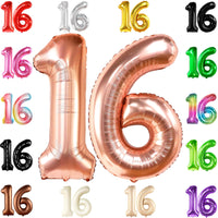 KatchOn, Rose Gold 16 Balloon Numbers - 40 Inch | Foil Balloon For 16th Happy Birthday Decorations for Girls | Rose Gold Balloon For Sweet 16 Party Decorations Anniversary Decoration