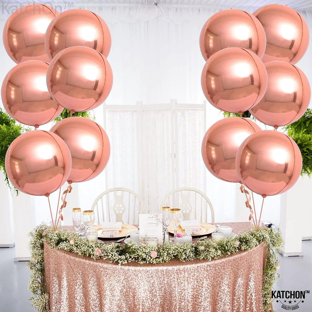 KatchOn, Giant Rose Gold Balloons - 22 Inch, Pack of 12 | Rose Gold Foil Balloons for Birthday Party Decorations | Mylar Balloon for Birthday, Bridal Shower, Baby Shower, Anniversary Decorations