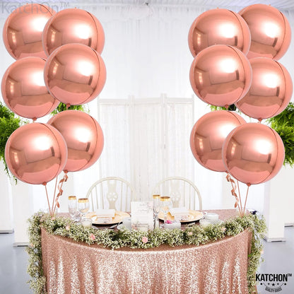 KatchOn, Giant Rose Gold Balloons - 22 Inch, Pack of 12 | Rose Gold Foil Balloons for Birthday Party Decorations | Mylar Balloon for Birthday, Bridal Shower, Baby Shower, Anniversary Decorations