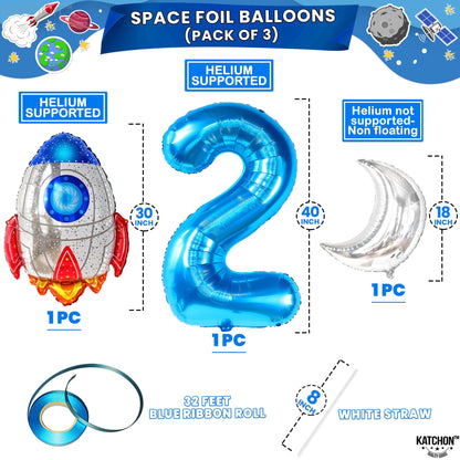 KatchOn, Big Two The Moon Balloons - Pack of 8 | Two The Moon Birthday Decorations Boy | Two The Moon Balloons for 2 The Moon Birthday Decorations | 2 Space Balloon, 2nd Birthday Decorations for Boys