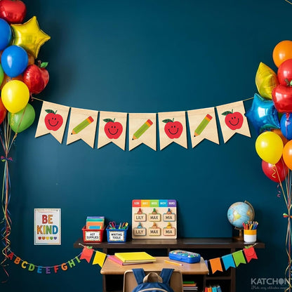 KatchOn Burlap Apple Pencil Banner Pre Strung - 10 Feet, Classroom Decor
