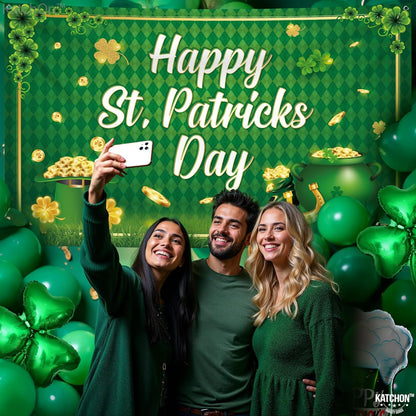 KatchOn, XtraLarge Happy St Patricks Day Banner - 72x44 Inch | St Patricks Day Backdrop for St Patricks Day Decorations | St Patricks Day Photo Backdrop | St Patricks Backdrop, St Patricks Day Décor