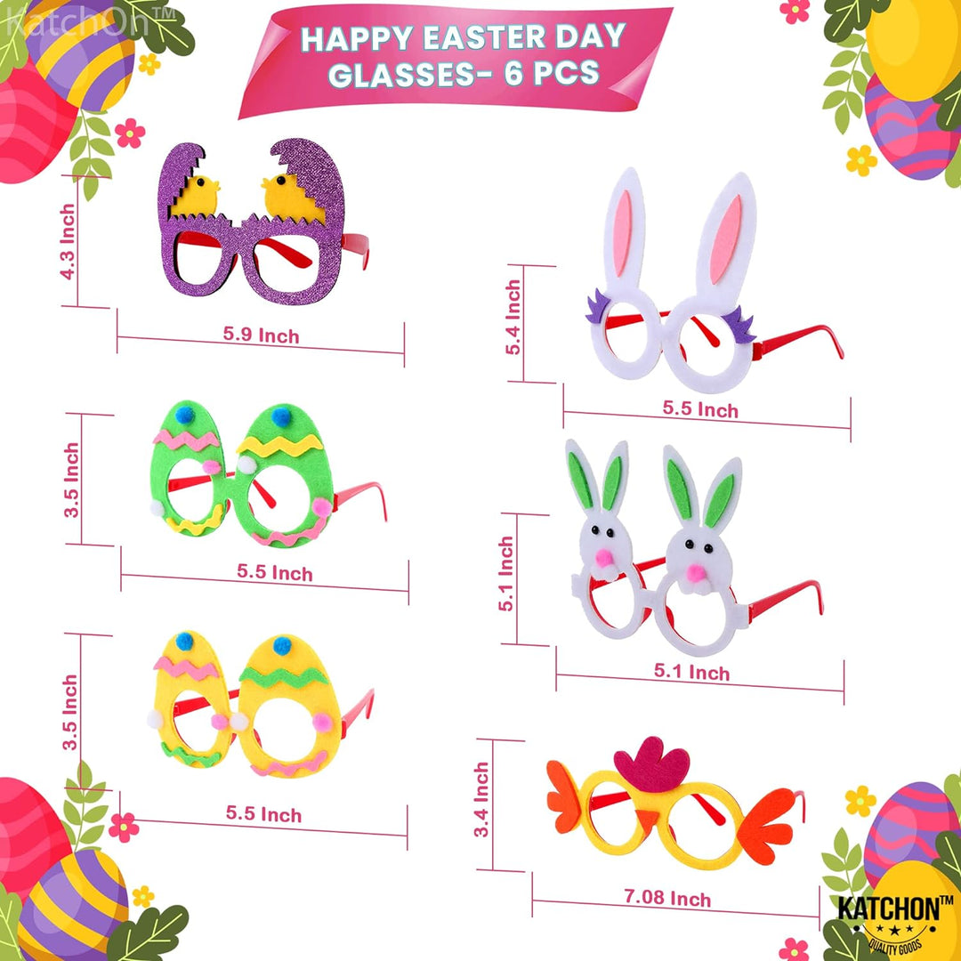 KatchOn, Felt Easter Glasses for Kids - Pack of 6 | Easter Party Decorations, Easter Bunny Sunglasses Kids | Easter Photo Props, Easter Decorations | Easter Sunglasses Kids, Bunny Birthday Decorations