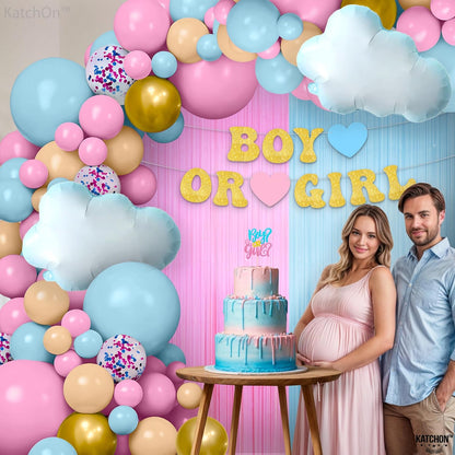 KatchOn, Gender Reveal Balloon Arch Kit - Pack of 70 | Pink and Blue Balloons,Boy or Girl Sign, Baby Balloons | Boy or Girl Gender Reveal Decorations | Baby Shower Decorations | Pink and Blue Decor