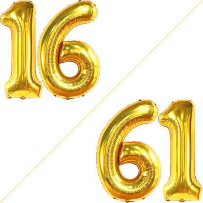 Gold Number 16 Foil Balloon