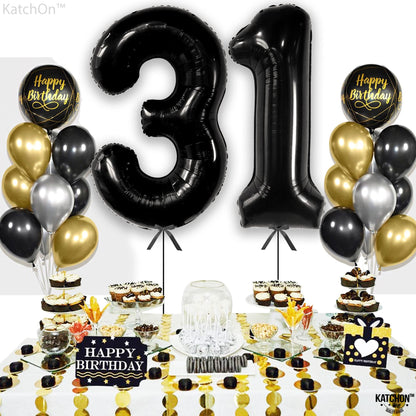 KatchOn, Big Black 31 Balloons Numbers - 40 Inch | 31 Birthday Decorations for Men | 31 Birthday Balloon | 31 Birthday Decorations for Women | Number Balloons for 31st Anniversary Decorations