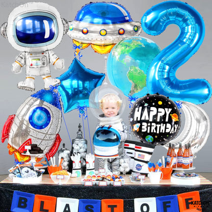 KatchOn, Big Two The Moon Balloons - Pack of 8 | Two The Moon Birthday Decorations Boy | Two The Moon Balloons for 2 The Moon Birthday Decorations | 2 Space Balloon, 2nd Birthday Decorations for Boys