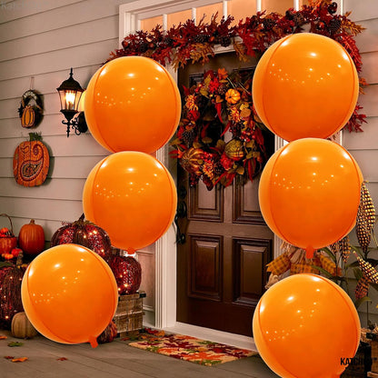 KatchOn, Orange Foil Balloons - Big, 22 Inch, Pack of 6 | 4D Foil Metallic Balloon for Thanksgiving Decorations | Mylar Balloons for Basketball Party, Birthday, Wedding, Carnival, Orange Party Decor