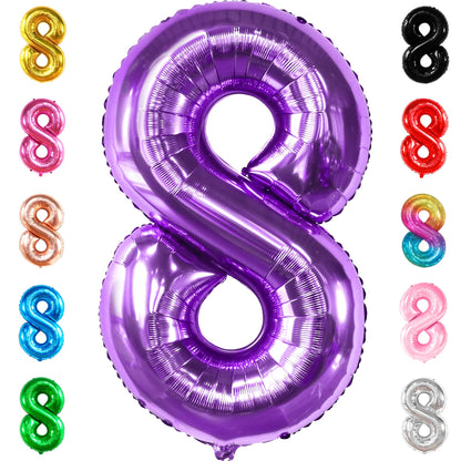 KatchOn, Giant Purple 8 Balloon Number - 40 Inch | Number 8 Balloon For Girls | Mermaid Party Decorations | 8th Birthday Decorations for Girls | 8 Birthday Balloon For Anniversary Decorations