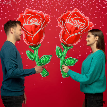 KatchOn, Giant Red Rose Balloons - 37 Inch, Pack Of 6 | Rose Foil Balloons, Mothers Day Decorations | Flower Balloon | Proposal Decorations | Happy Anniversary Decoration | Wedding Decoration