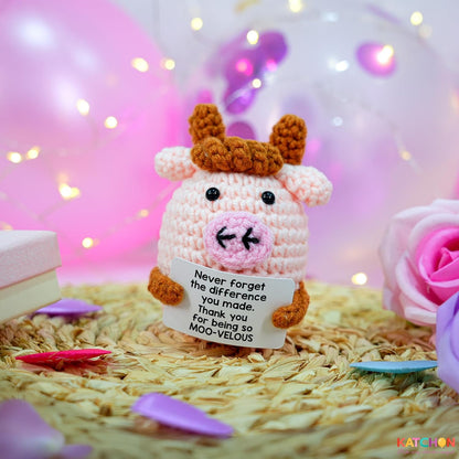 KatchOn, Mini Highland Cow Valentines Day Gifts for Her | Emotional Support Crochet Gifts for Women, Men, Coworker, Friends, Teen | Positive Crochet Animals | Birthday Gifts for Women