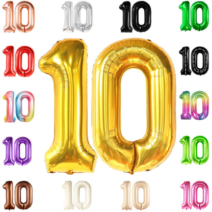 KatchOn, Giant Black 10 Balloon Number - 40 Inch | 10th Birthday Decorations | Black 10th Birthday Balloons for 10 Birthday Decorations Black | Black Number 10 Balloons