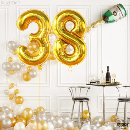 KatchOn, Giant Gold 38 Balloon Numbers - 40 Inch | Gold 38 Number Balloons for 38th Birthday Decorations for Women | Number 38 Gold Balloon, 38 Birthday Decorations for Men | 38th Birthday Balloons
