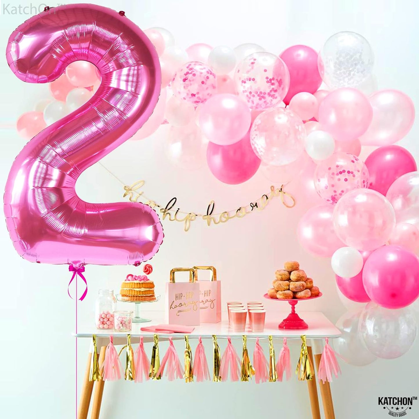 KatchOn, Pink Number 2 Balloon - 40 Inch | Hot Pink 2 Balloon, 2nd Birthday Decorations for Girl | Pink Birthday Decorations | Two Balloons for 2nd Birthday, Two Legit To Quit Party Decorations Girl