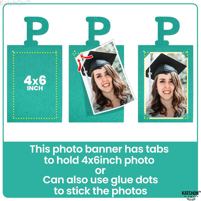 KatchOn, Teal Blue Graduation Photo Banner 2026 - Large 10 Feet | Proud of You Banner | Felt Graduation Picture Banner | Graduation Banner 2026 Personalized | Graduation Decorations 2026