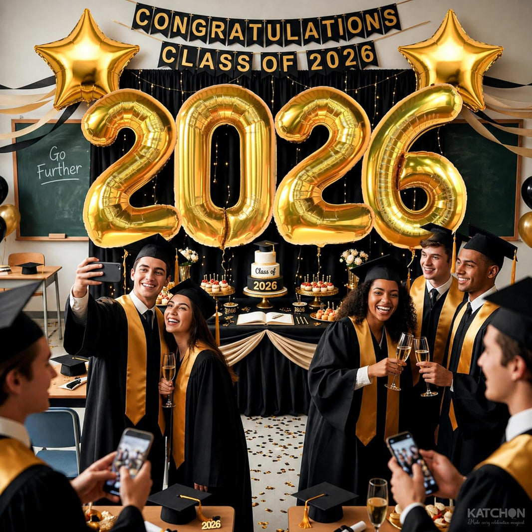 Katchon, Giant Gold 2026 Number Balloons - 40 Inch | Graduation Balloons 2026 Balloon Numbers | Gold Balloon for Graduation Decorations 2026 Grad Party Decorations 2026 Graduation Decor