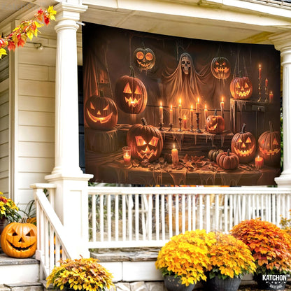 KatchOn Spooky Halloween Backdrop 72x44 Inch | Halloween Party Decorations
