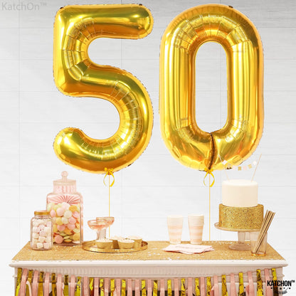 KatchOn, Giant Gold 50 Balloon Number - 40 Inch | 50th Anniversary Balloons for 50th Anniversary Decorations | 50th Birthday Balloons, 50th Birthday Decorations Men | 50th Birthday Decorations Women