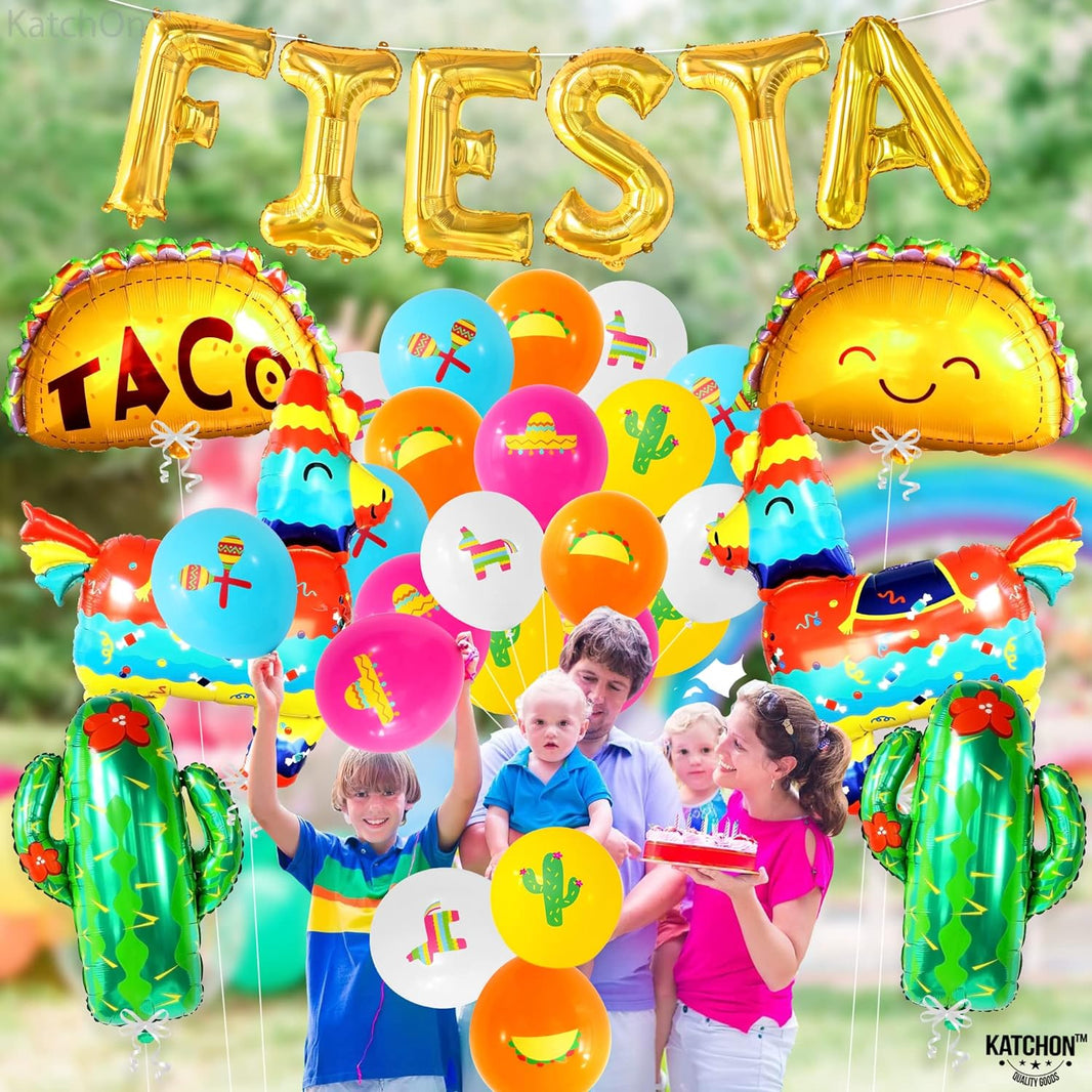 KatchOn, Fiesta Party Decorations - Huge Set of 37 | Taco Balloons, Fiesta Balloons for Taco Party Decorations | Cactus Balloons, Cinco de Mayo Balloons | Mexican Party Decorations, Fiesta Decorations