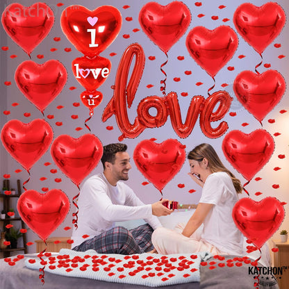 KatchOn, Giant I Love You Balloons Set 36 Inch - Red Rose Petals, Pack of 1000 | Script Love Balloon, Red Heart Balloons for Valentines Day Decor | Valentines Day Balloons for Valentines Decorations