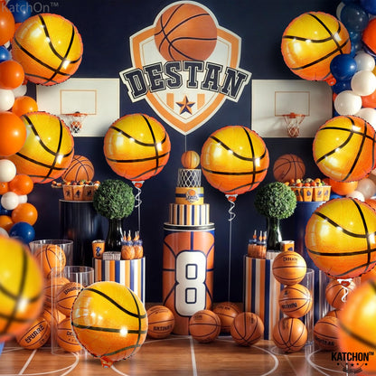 KatchOn, Big, Orange Foil Basketball Balloons - 18 Inch, Pack Of 10 | Basketball Decorations For Homecoming, basketball Birthday Party Decoration | Space Jam Party decorations, Sports Balloon Arch Kit