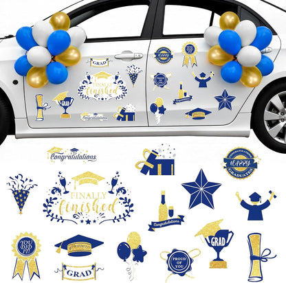 KatchOn, Blue and Gold Graduation Car Magnets with Balloons - Pack of 45 | Car Graduation Decorations Class of 2026 | Car Magnet Decorations for Parade, Car Decorations for Graduation Decorations 2026
