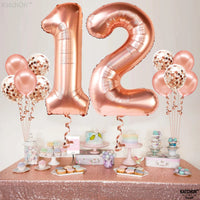 KatchOn, Rose Gold 12 Balloon Number - Huge 40 Inch | 12th Birthday Decorations for Girls | 12th Birthday Balloons, Confetti Balloons | 12 Birthday Balloon for Girls | Anniversary Decorations