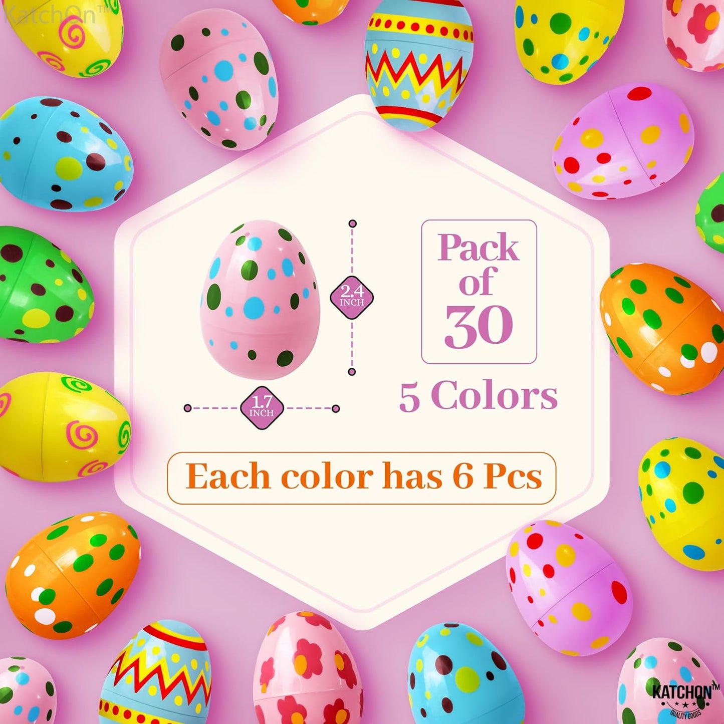 KatchOn, 30 Pcs Empty Plastic Easter Eggs - Easter Party Decorations | Printed Easter Egg Shells | Easter Eggs Plastic Fillable for Easter Egg Hunt Eggs | Easter Decorations, Easter Basket Stuffers