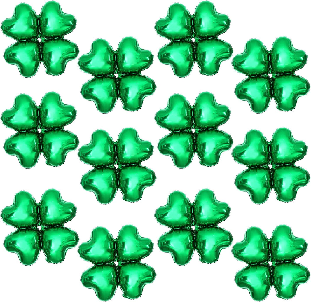 KatchOn, Pack of 12, St Patricks Day Balloons - 18 Inch, Shamrock Balloons | 4 leaf Clover Balloons for St Patricks Day Decorations | Lucky Balloons for Shamrock Decorations | St Patricks Balloons