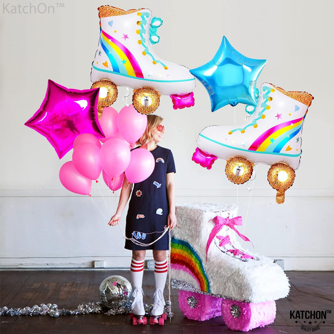Katchon, Roller Skate Balloons and Star Balloons -20 Inch, pack of 4 | Roller Skating Party Supplies, Roller Skate Party Decorations | Birthday Decorations, Disco Party Decorations, Star Theme Party